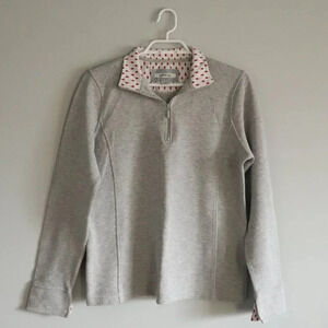 Orvis Sandy Point‎ Grey Women's Medium Quarter Zip Long Sleeve Pullover Sweater